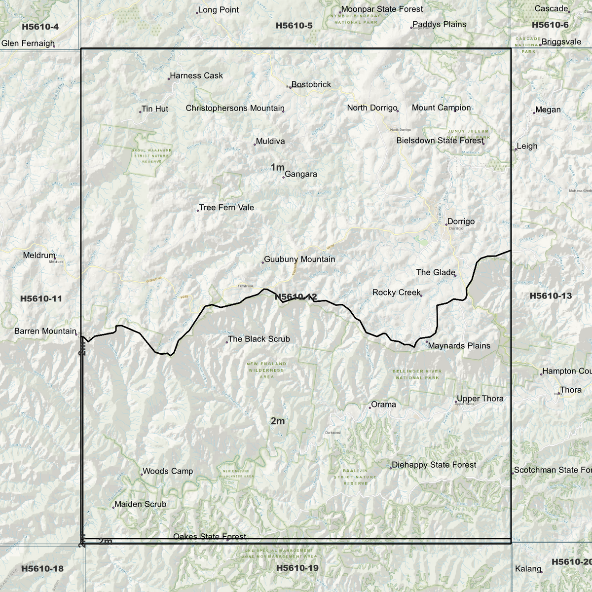 Dorrigo 1m & 2m Digital Elevation Models (H5610-12)