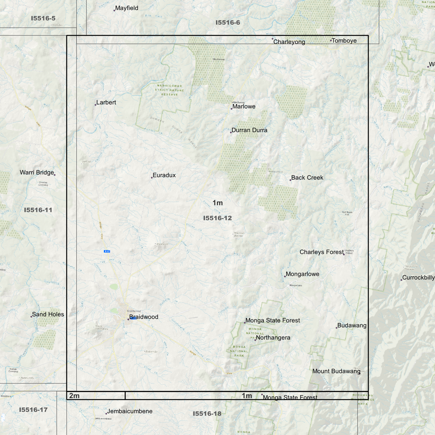 Braidwood 1m & 2m Digital Elevation Models (I5516-12)