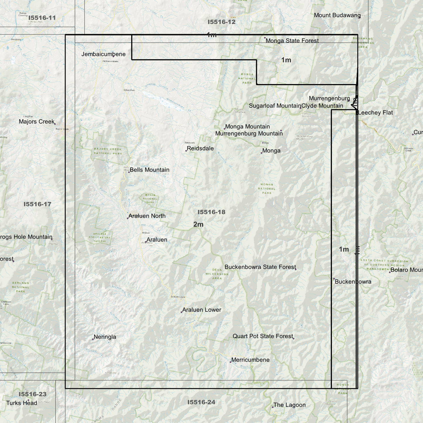 Araluen 1m & 2m Digital Elevation Models (I5516-18)