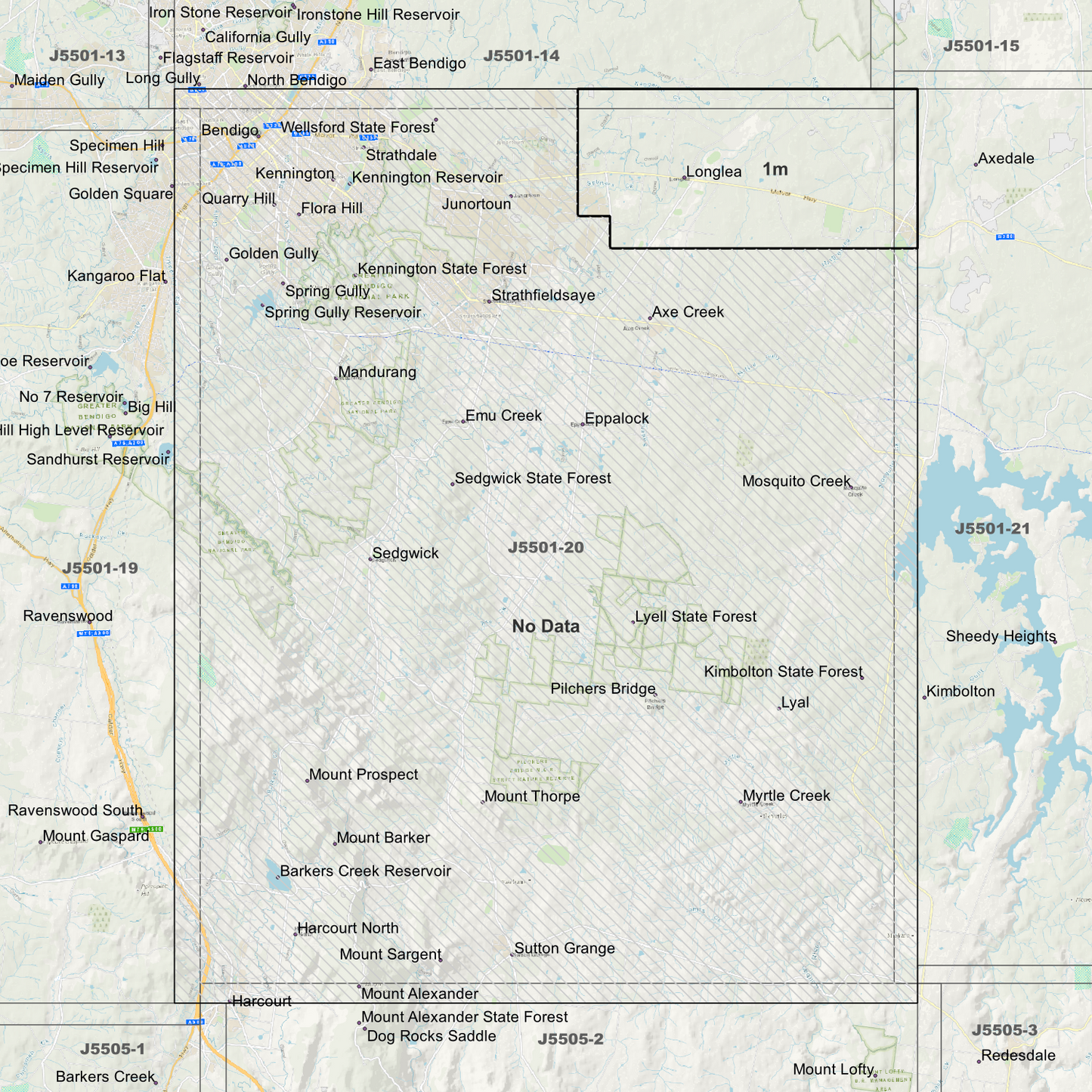 Bendigo 1m Digital Elevation Models (J5501-20)