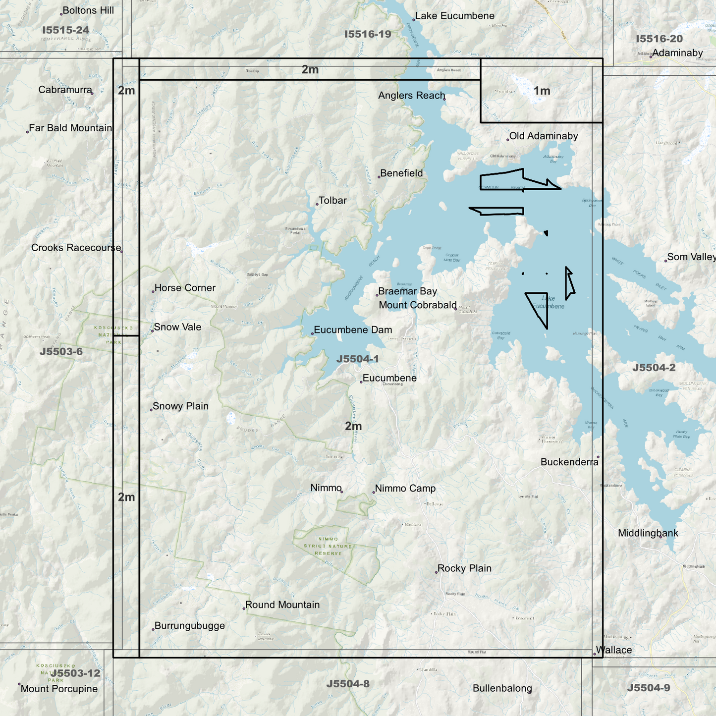 Eucumbene 1m & 2m Digital Elevation Models (J5504-1)