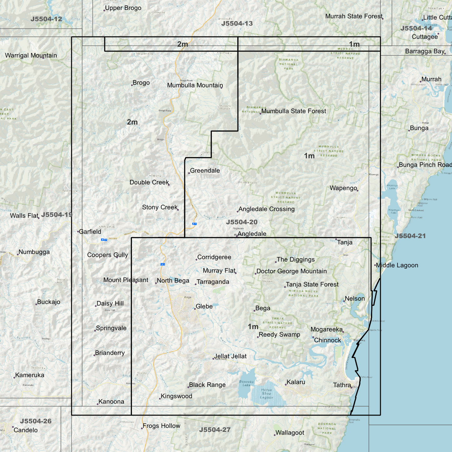 Bega 1m & 2m Digital Elevation Models (J5504-20)