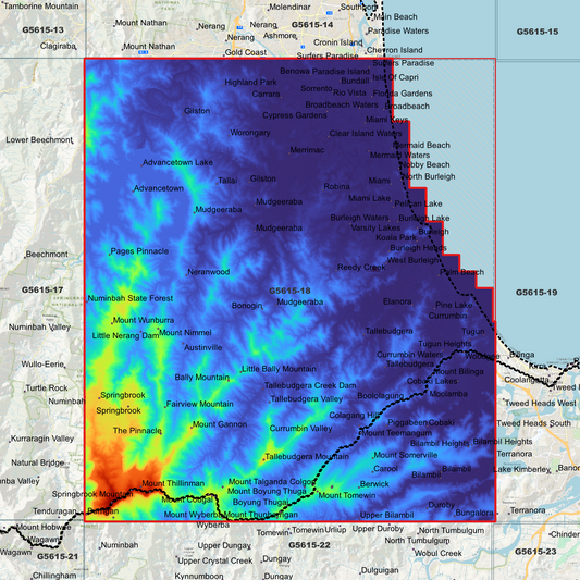 Mudgeeraba 1m Digital Elevation Model (G5615-18)