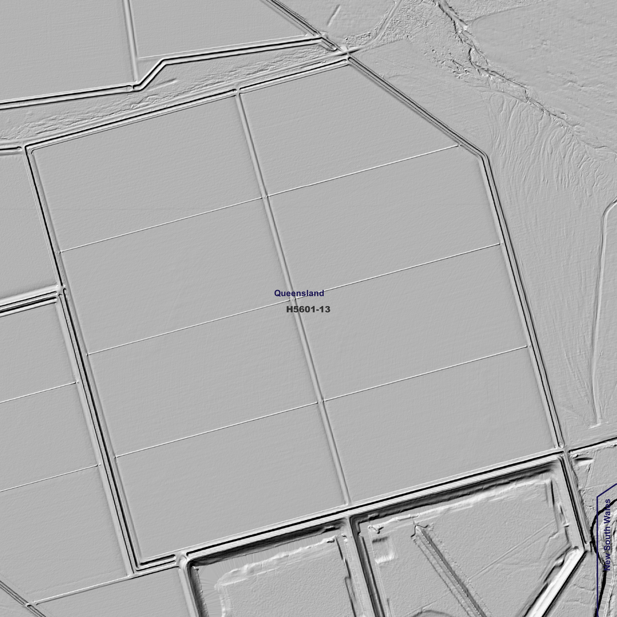 Close-up Boobera Lagoon 1m hillshade showing local terrain detail.
