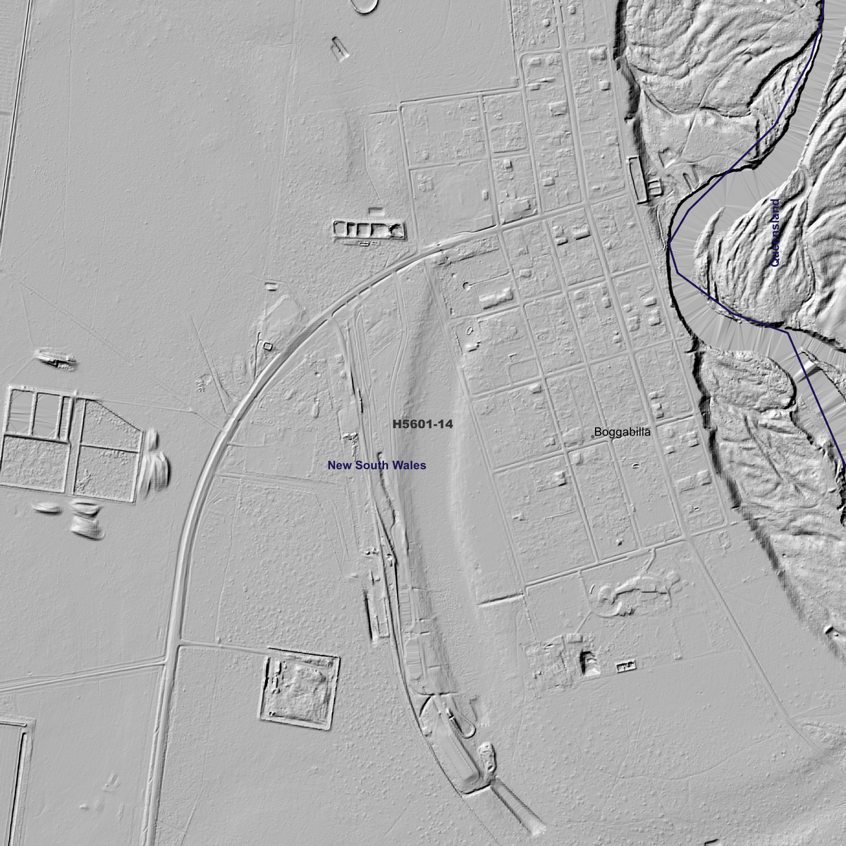 Close-up Goondiwindi 1m hillshade showing local terrain detail.

