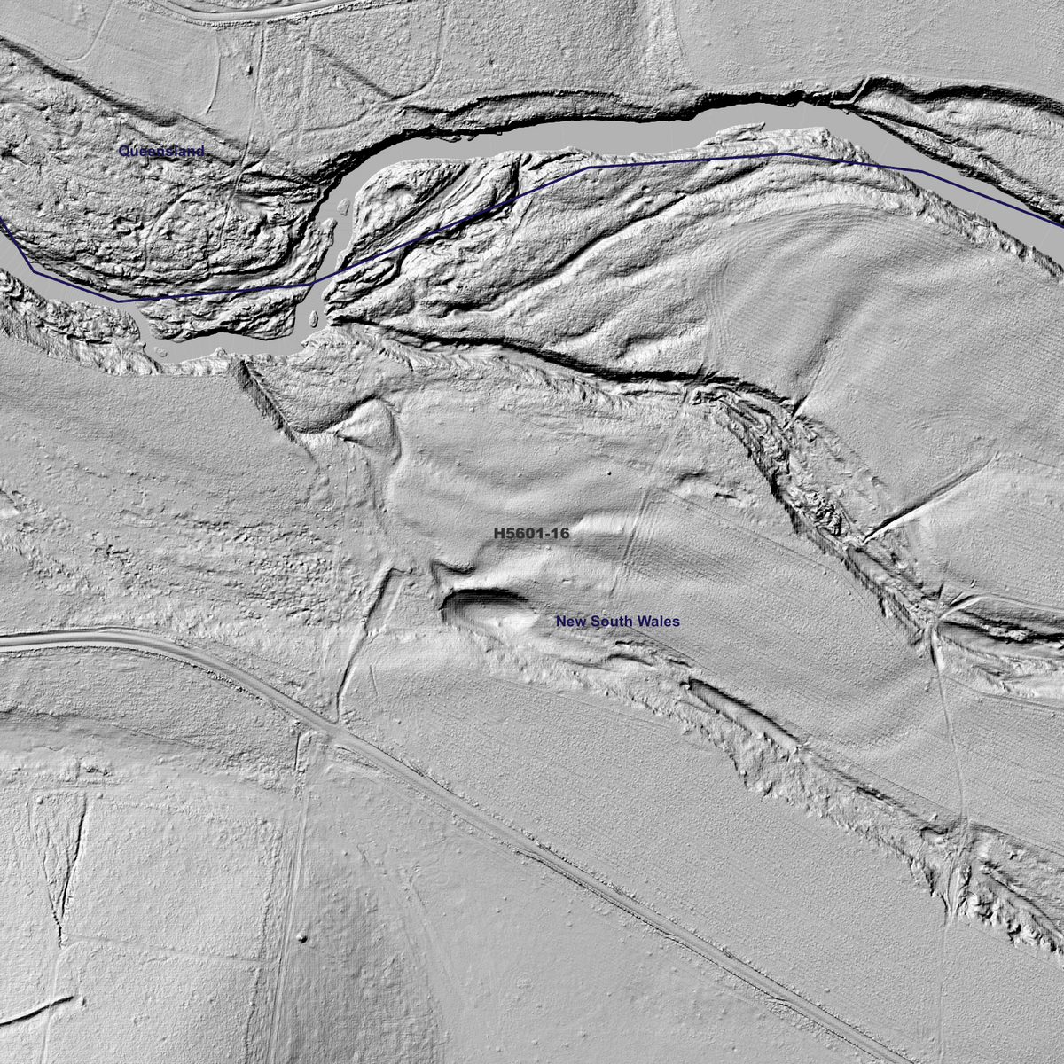 Close-up Yelarbon 50cm hillshade showing local terrain detail.
