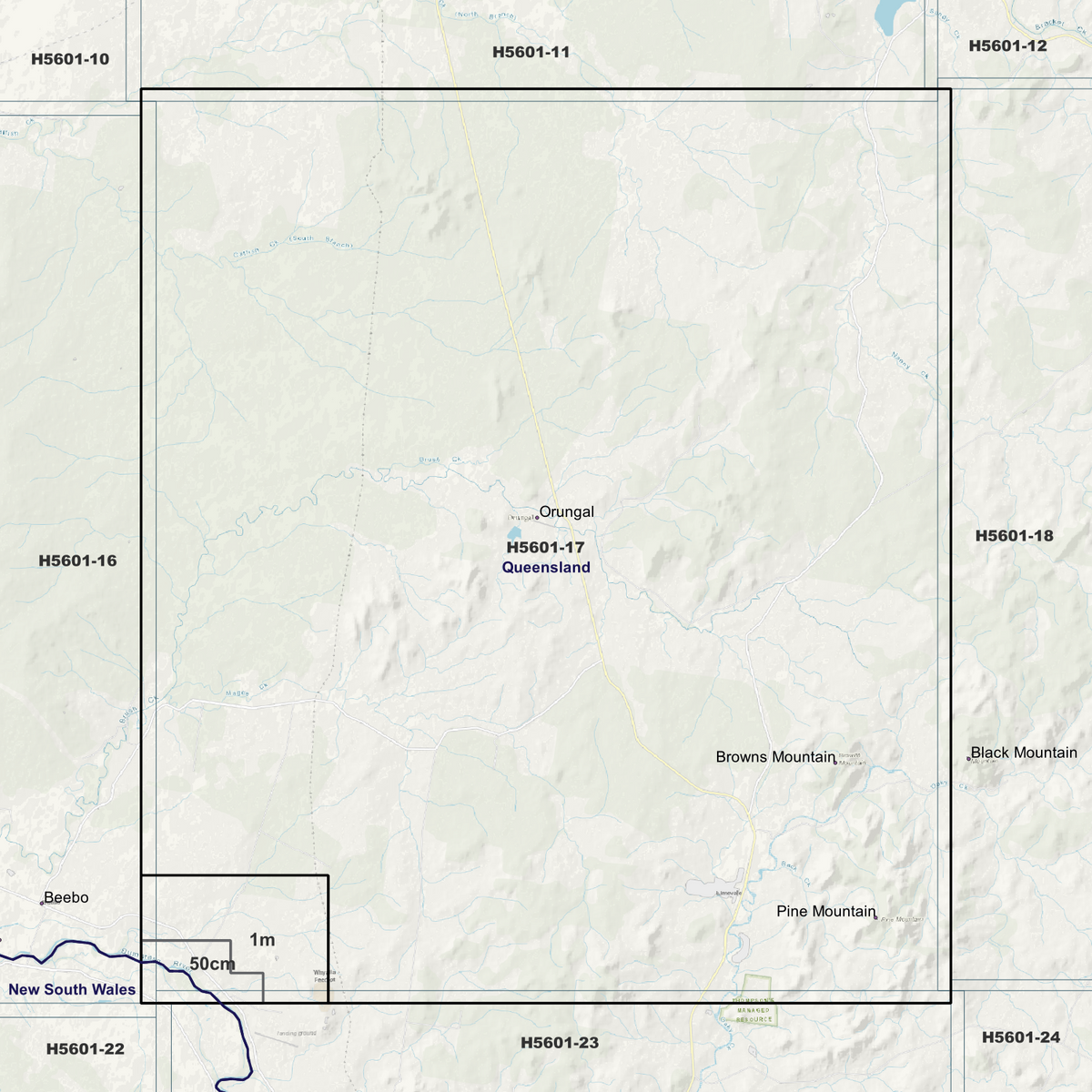 Orungal background map showing data coverage boundaries without an elevation overlay.
