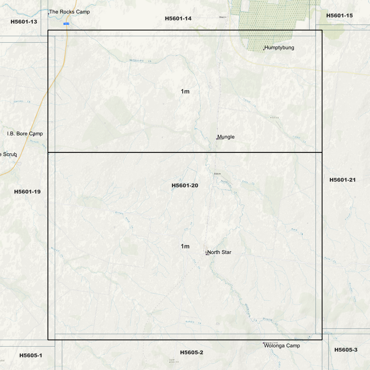 North Star background map showing data coverage boundaries without an elevation overlay.
