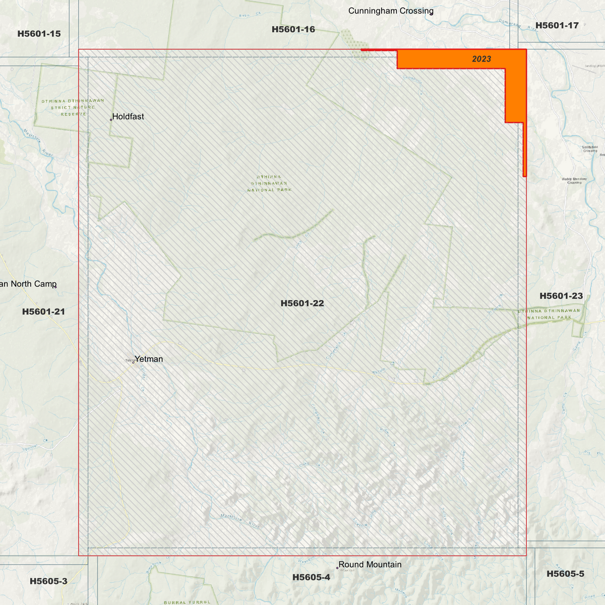 Yetman 50cm metadata index showing coloured survey coverage areas with date labels.
