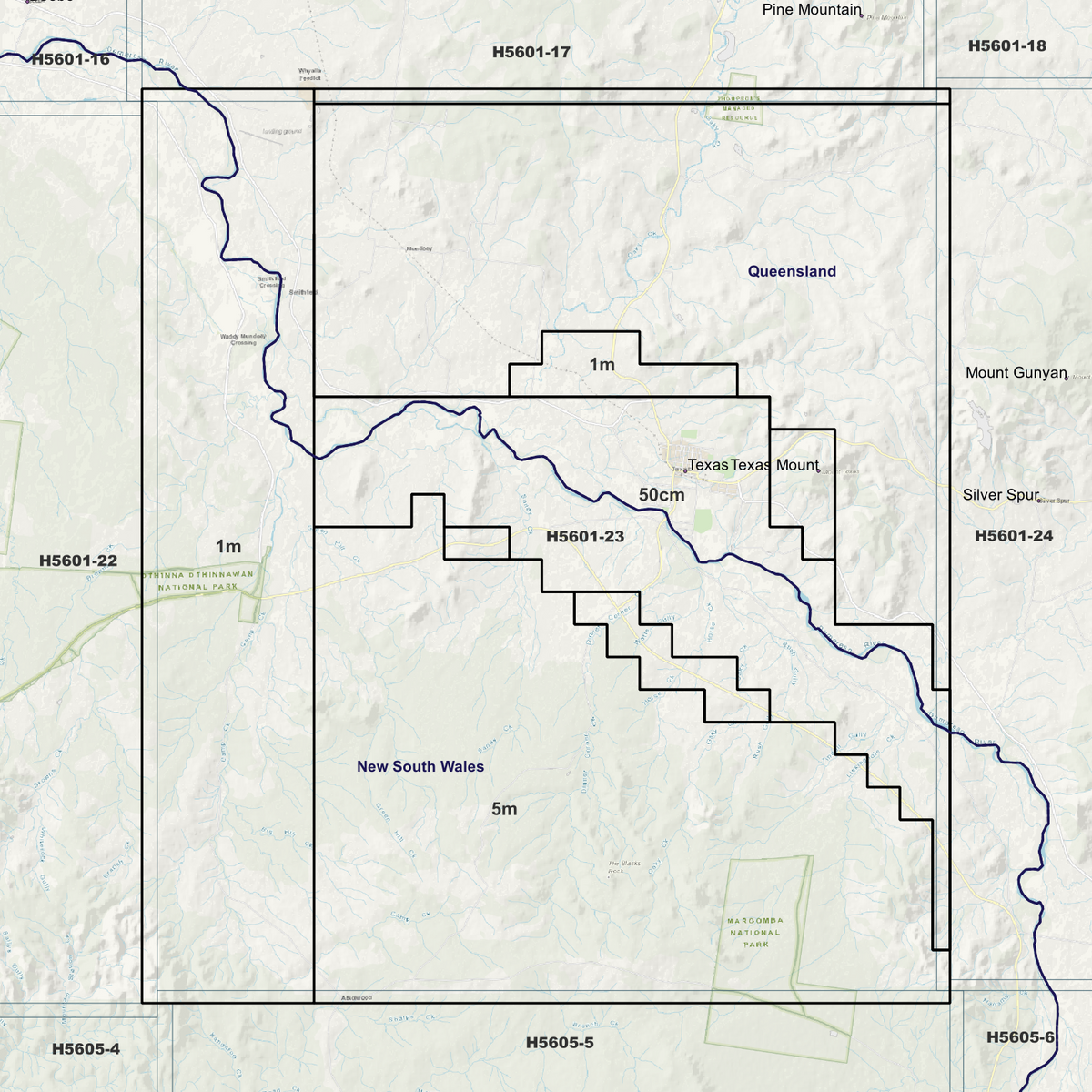 Texas background map showing data coverage boundaries without an elevation overlay.
