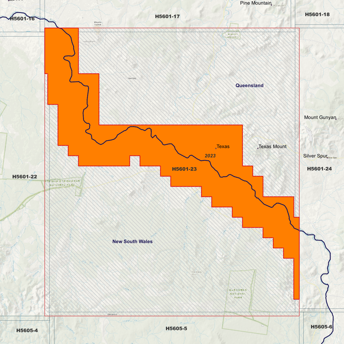Texas 50cm metadata index showing coloured survey coverage areas with date labels.
