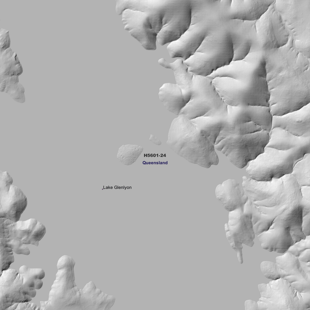 Close-up Glenlyon 1m hillshade showing local terrain detail.
