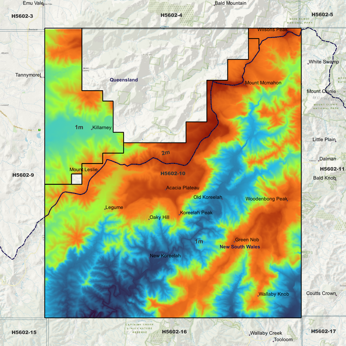 Koreelah 1m & 2m Digital Elevation Models (H5602-10)