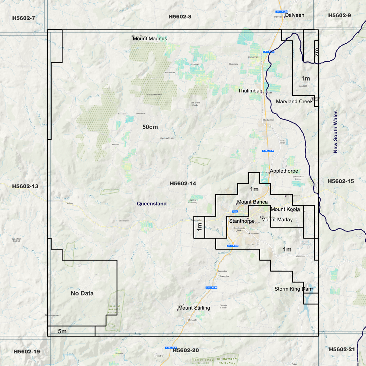 Stanthorpe 50cm, 1m & 5m Digital Elevation Models (H5602-14)