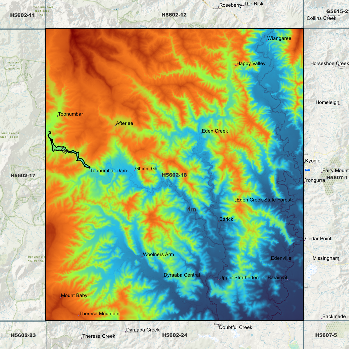 Toonumbar 1m Digital Elevation Models (H5602-18)