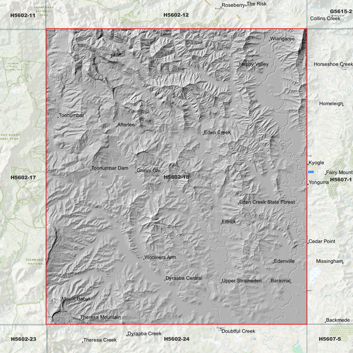 Toonumbar 1m Digital Elevation Models (H5602-18)
