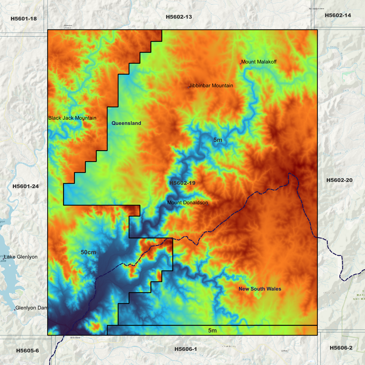 Jibbinbar 50cm, 1m & 5m Digital Elevation Models (H5602-19)