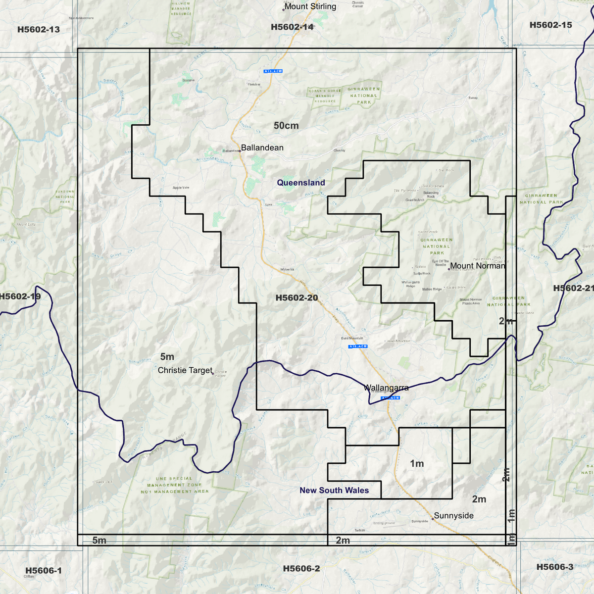 Ballandean 50cm, 1m, 2m & 5m Digital Elevation Models (H5602-20)