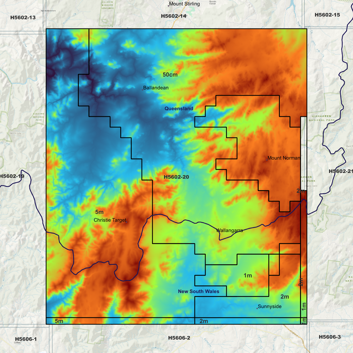 Ballandean 50cm, 1m, 2m & 5m Digital Elevation Models (H5602-20)