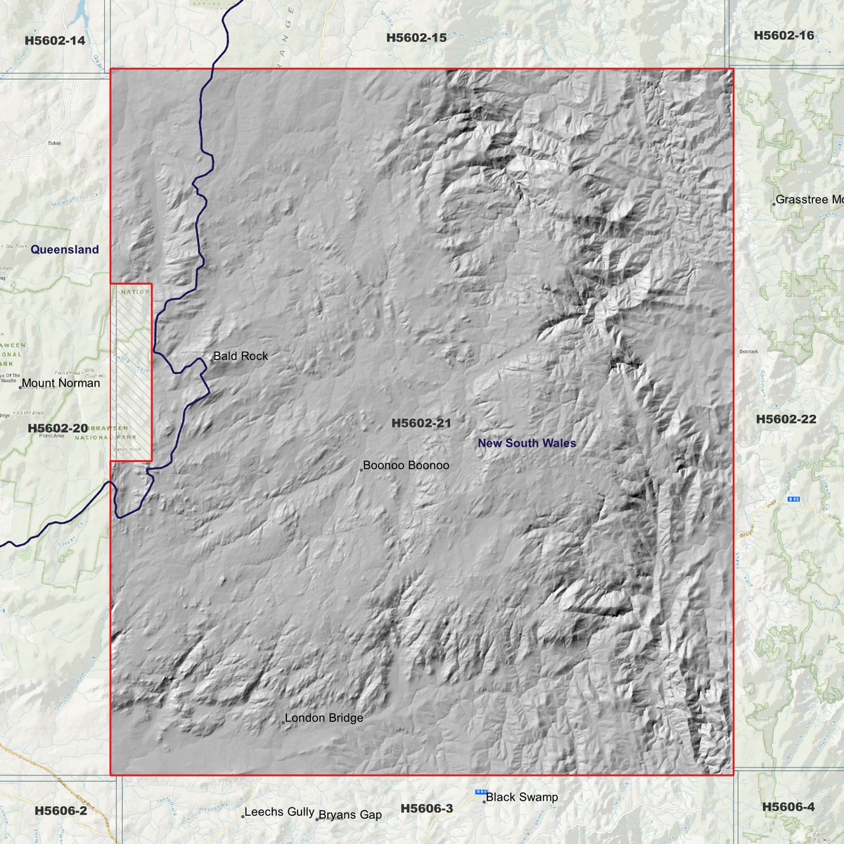 Boonoo 50cm, 1m & 2m Digital Elevation Models (H5602-21)