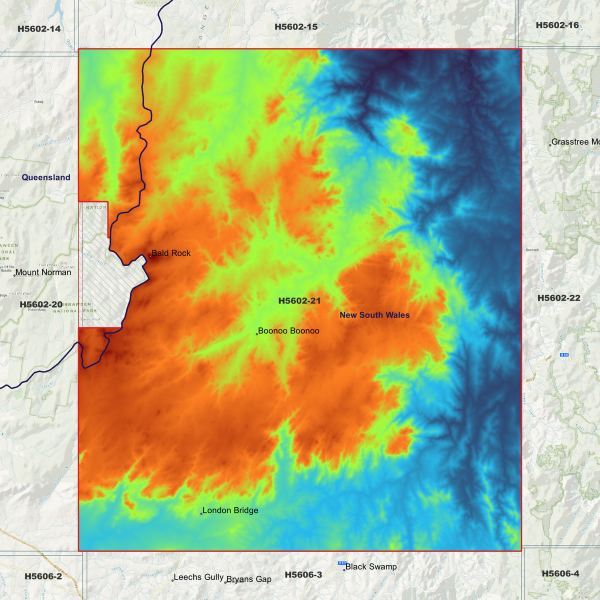 Boonoo 50cm, 1m & 2m Digital Elevation Models (H5602-21)