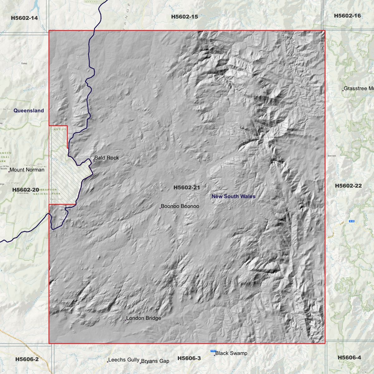 Boonoo 50cm, 1m & 2m Digital Elevation Models (H5602-21)