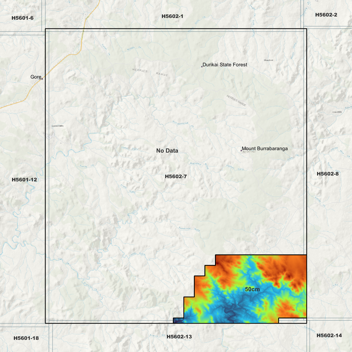 Burrabaranga 50cm & 1m Digital Elevation Models (H5602-7)