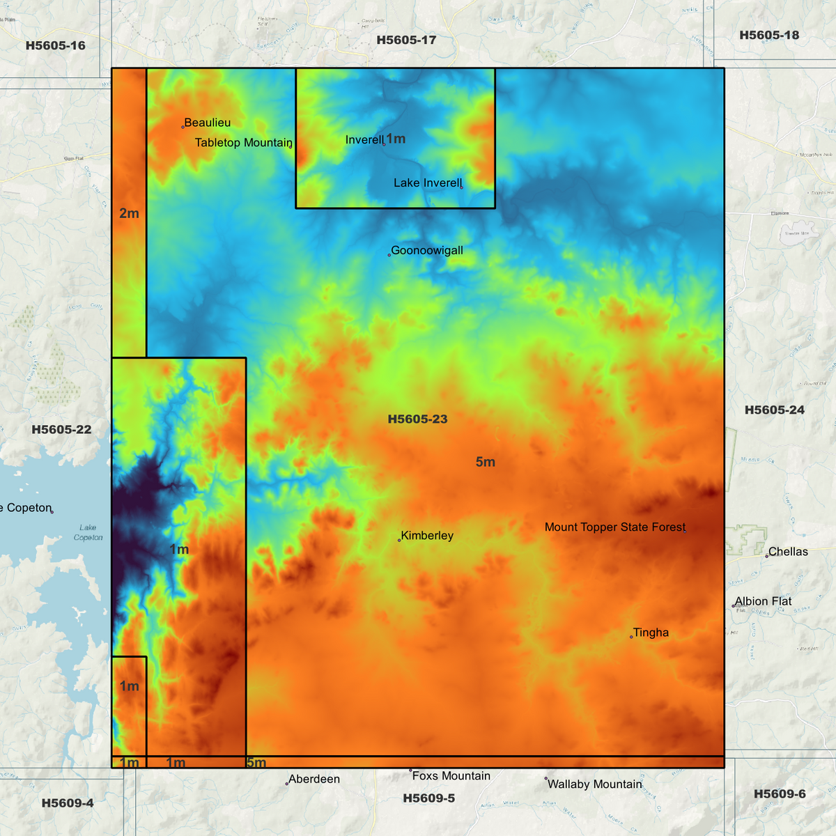 Inverell 1m, 2m & 5m Digital Elevation Models (H5605-23)