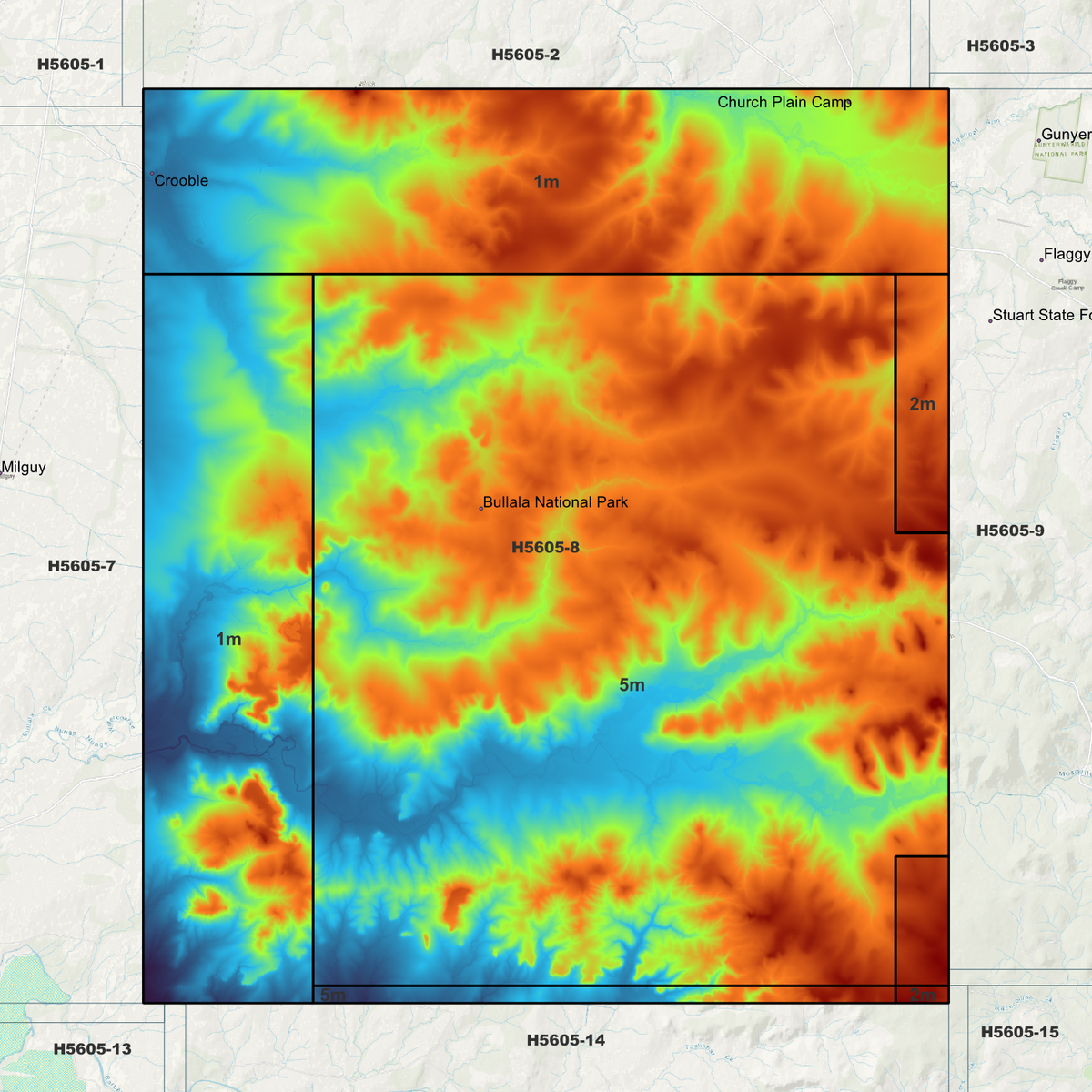 Bullala 1m, 2m & 5m Digital Elevation Models (H5605-8)