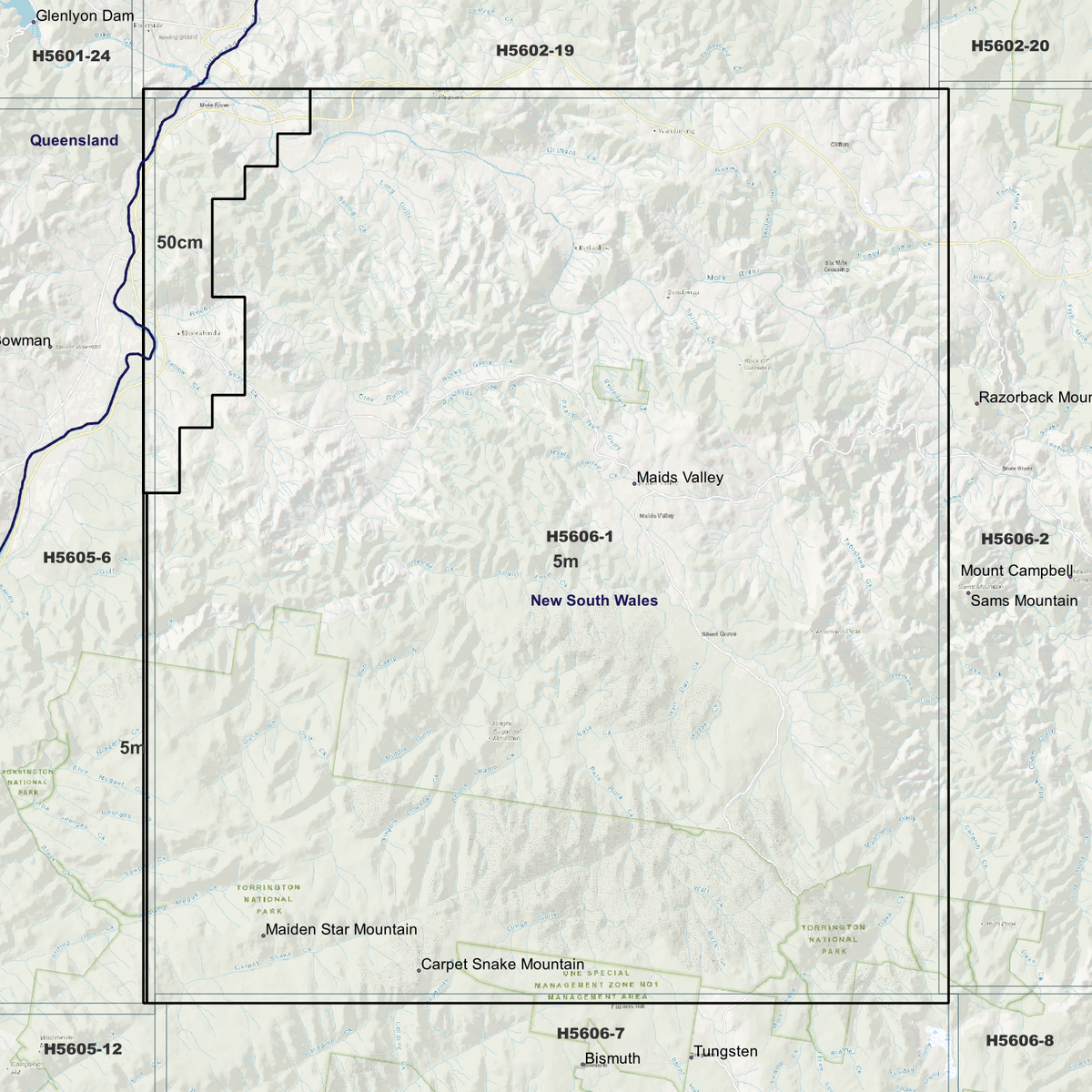 Binghi 50cm, 1m & 5m Digital Elevation Models (H5606-1)