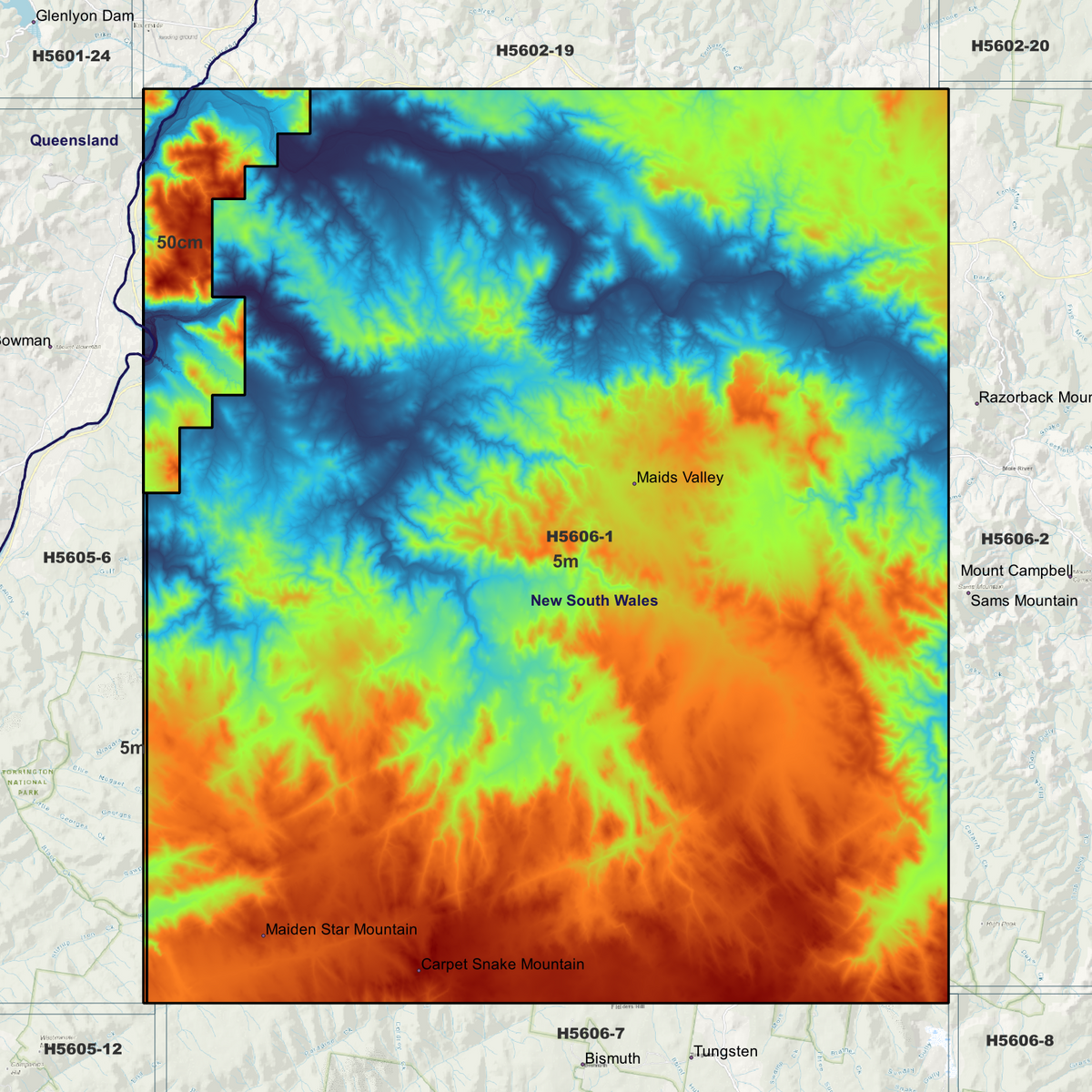 Binghi 50cm, 1m & 5m Digital Elevation Models (H5606-1)