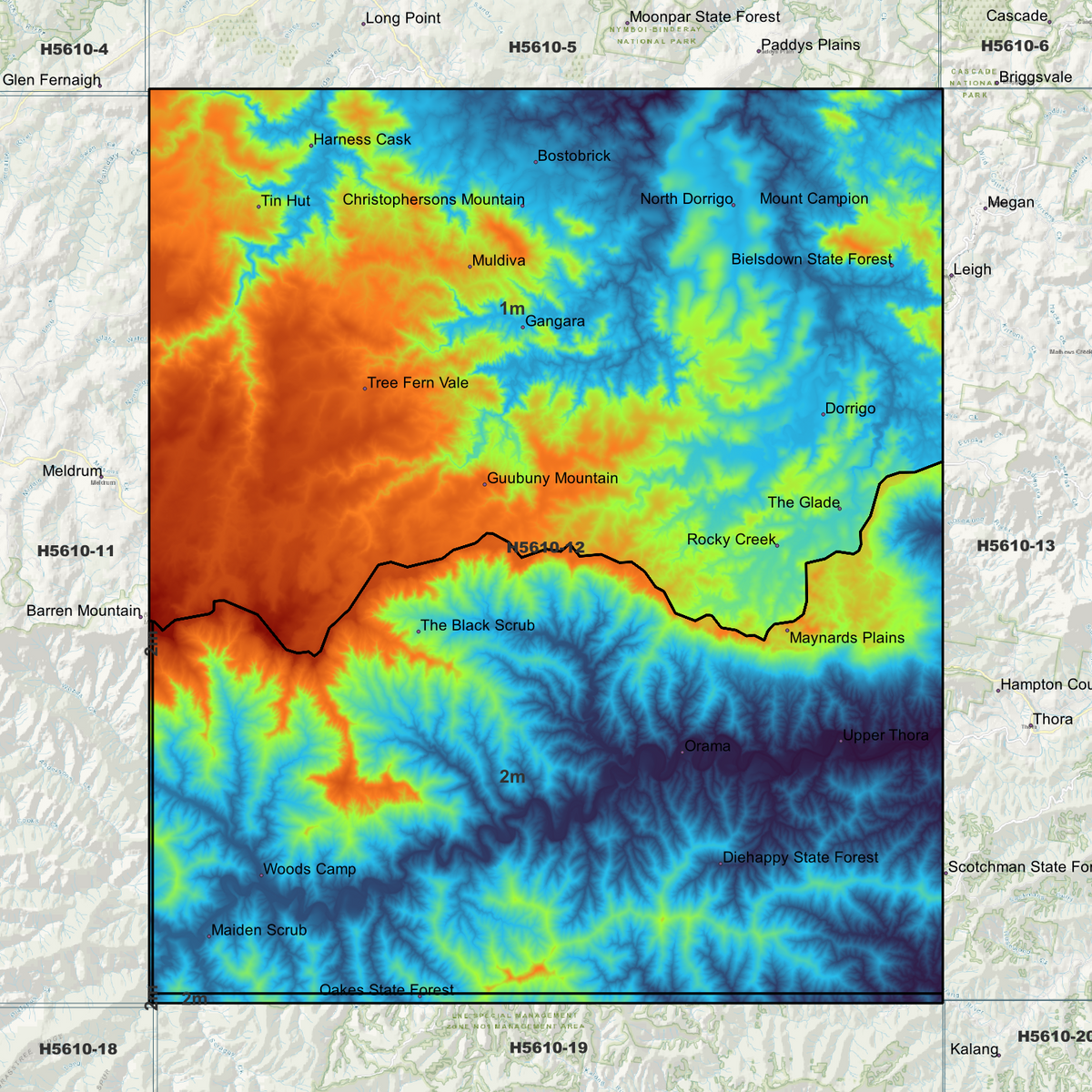 Dorrigo 1m & 2m Digital Elevation Models (H5610-12)