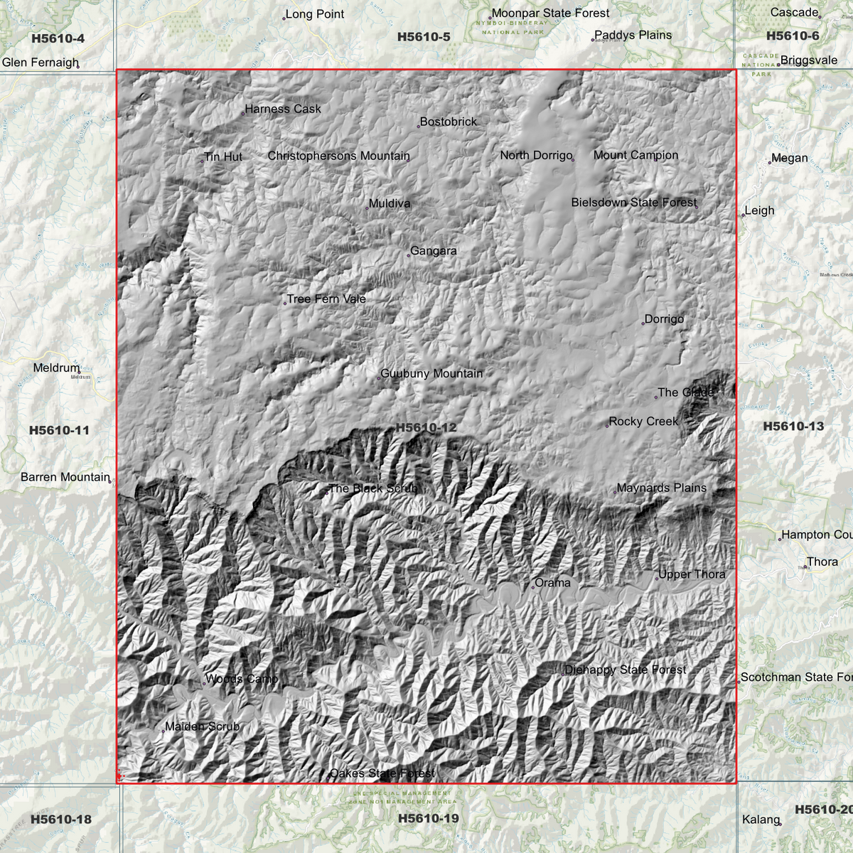 Dorrigo 1m & 2m Digital Elevation Models (H5610-12)