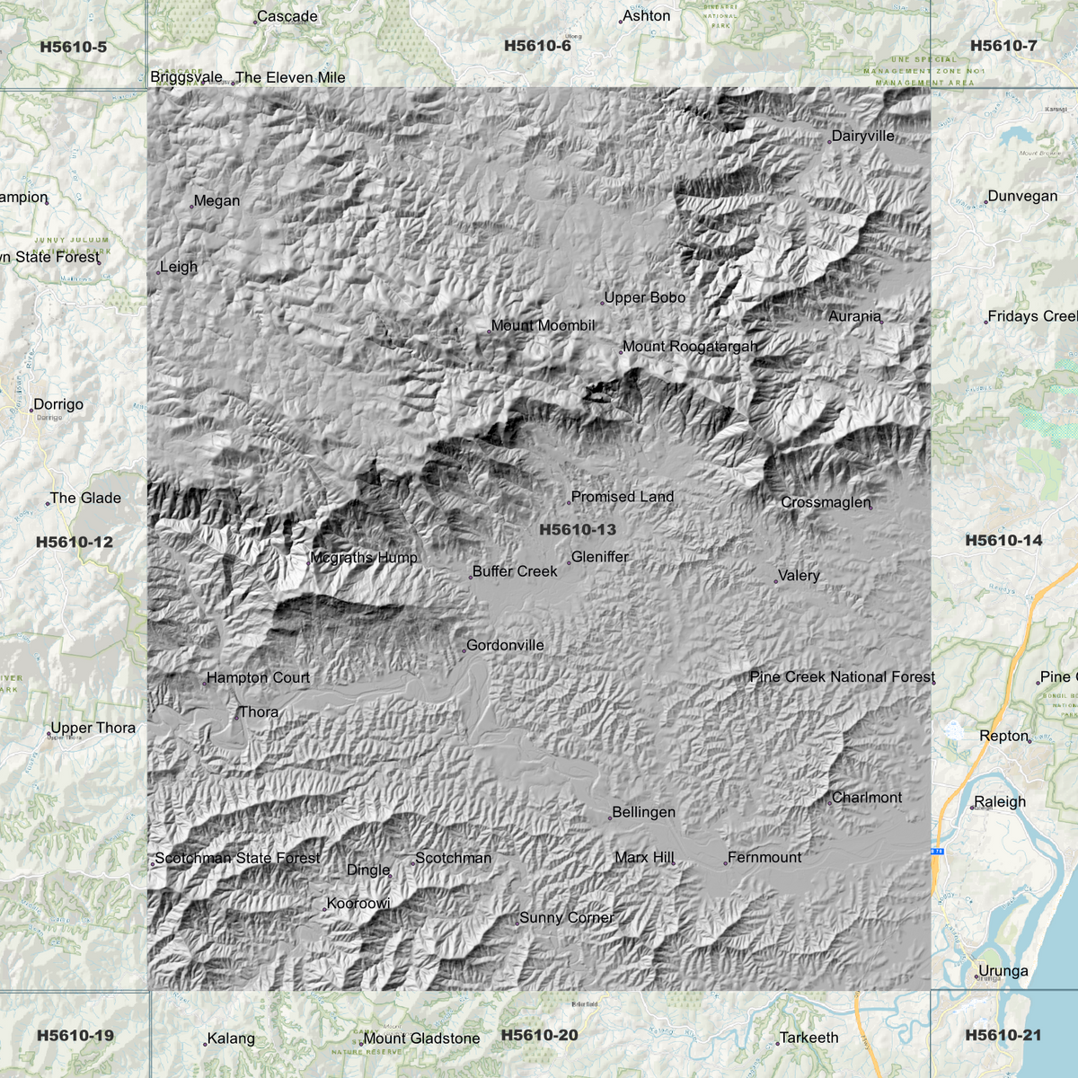 Bellingen 50cm, 1m & 2m Digital Elevation Models (H5610-13)