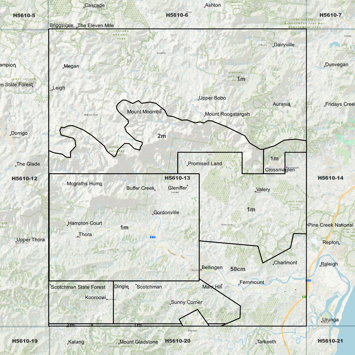 Bellingen 50cm, 1m & 2m Digital Elevation Models (H5610-13)