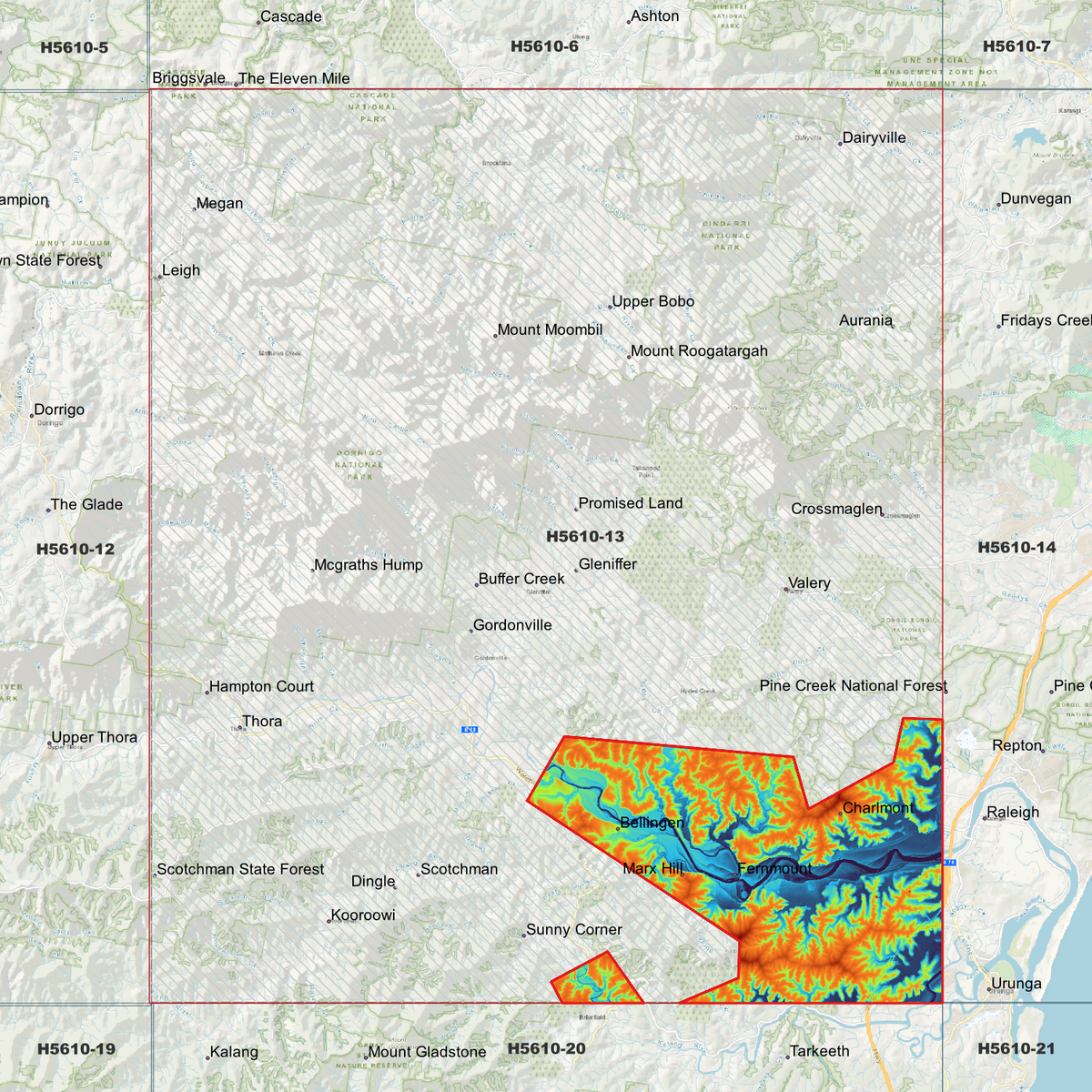 Bellingen 50cm, 1m & 2m Digital Elevation Models (H5610-13)