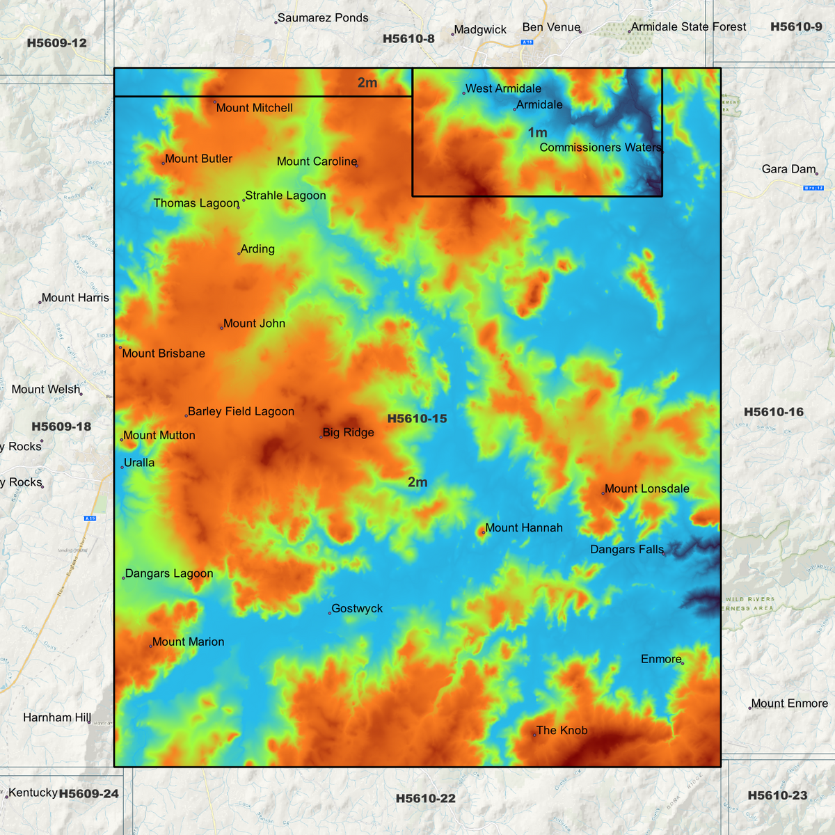 Armidale 1m & 2m Digital Elevation Models (H5610-15)