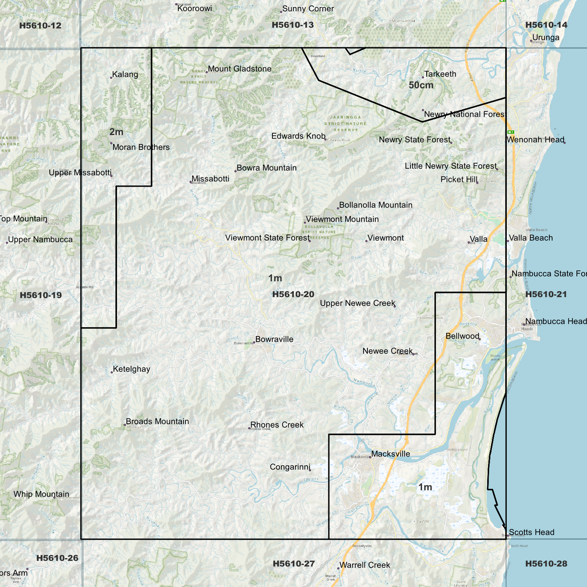 Nambucca 50cm, 1m & 2m Digital Elevation Models (H5610-20)