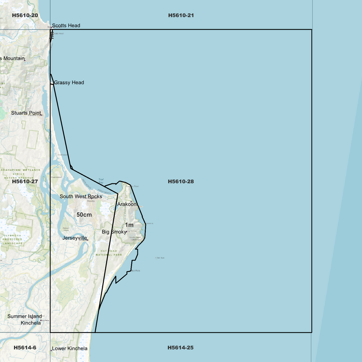 South West Rocks 50cm & 1m Digital Elevation Models (H5610-28)