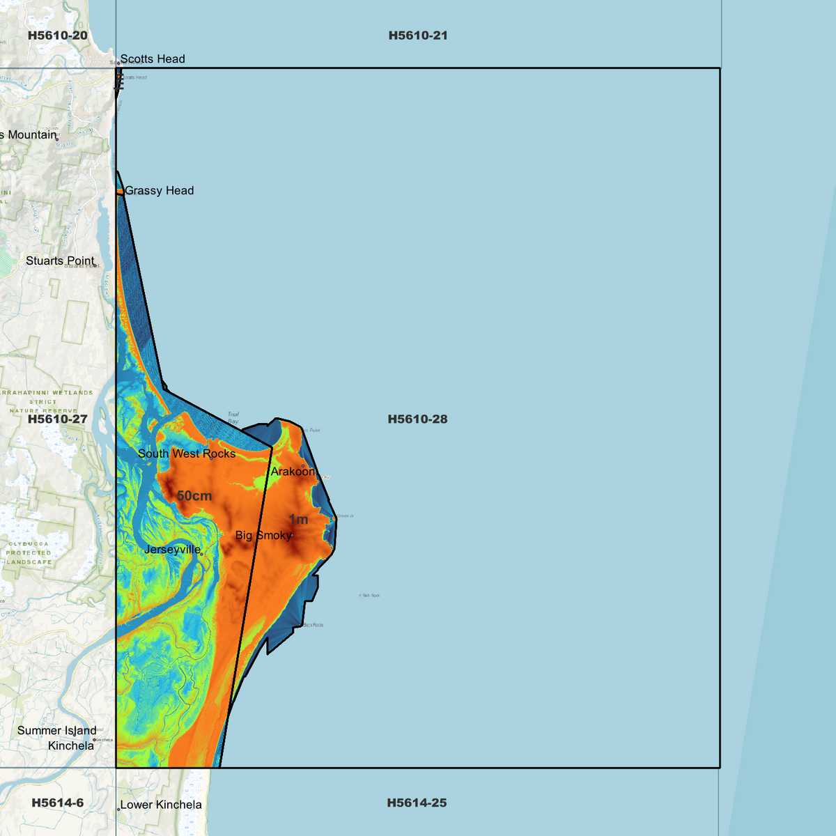 South West Rocks 50cm & 1m Digital Elevation Models (H5610-28)