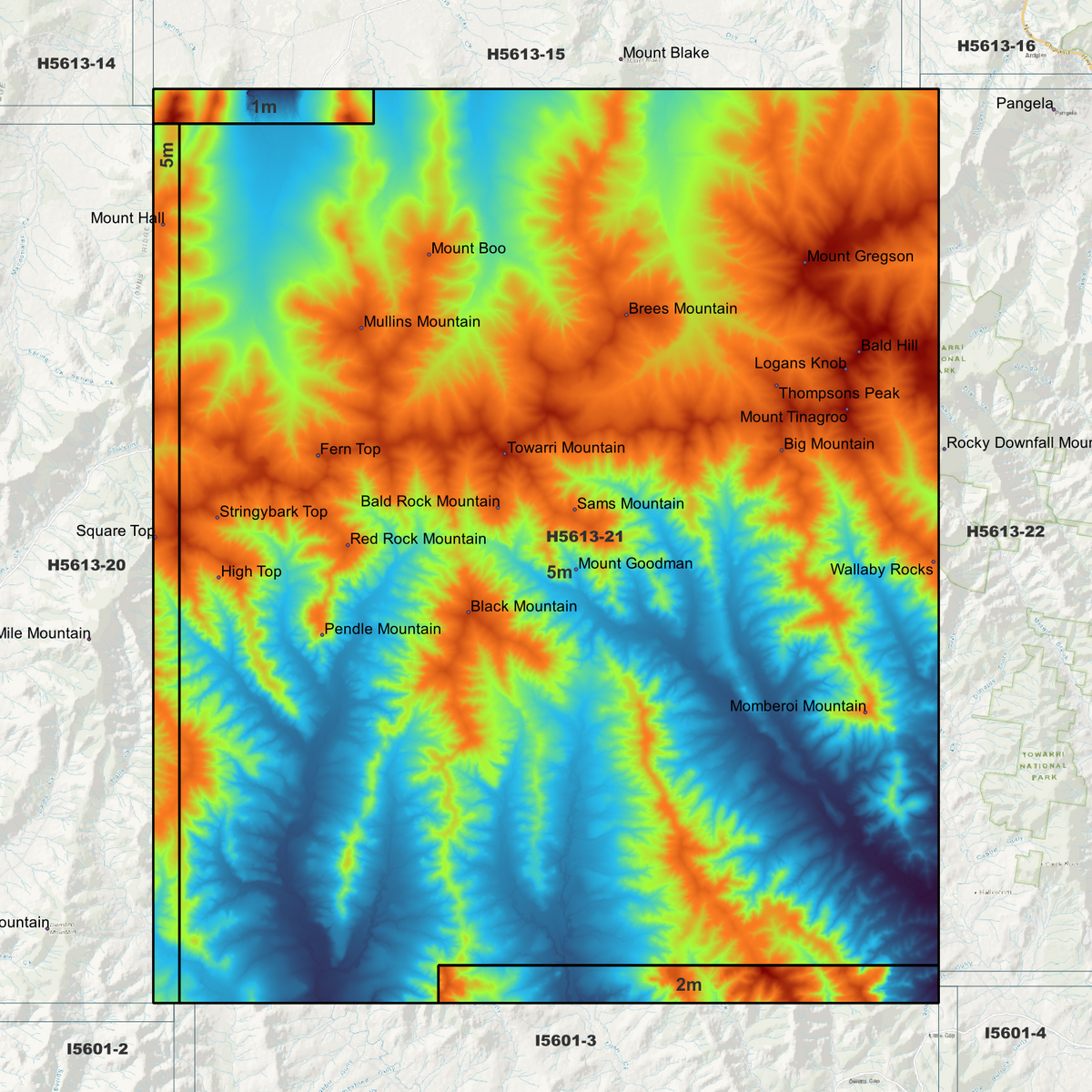 Towarri 1m, 2m & 5m Digital Elevation Models (H5613-21)
