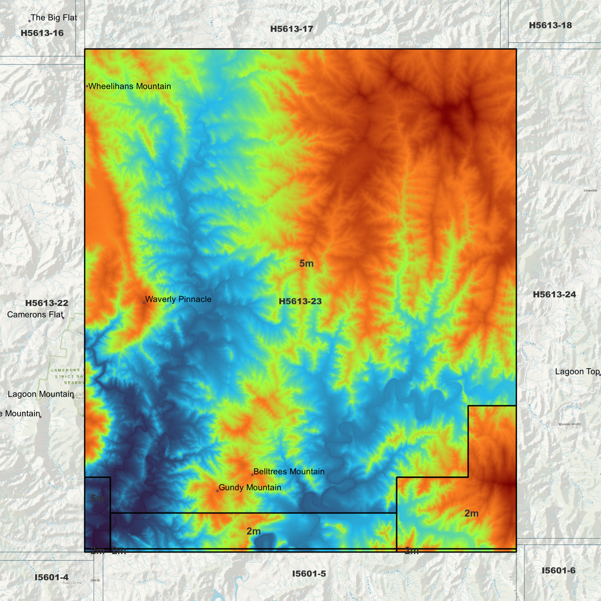 Belltrees 2m & 5m Digital Elevation Models (H5613-23)