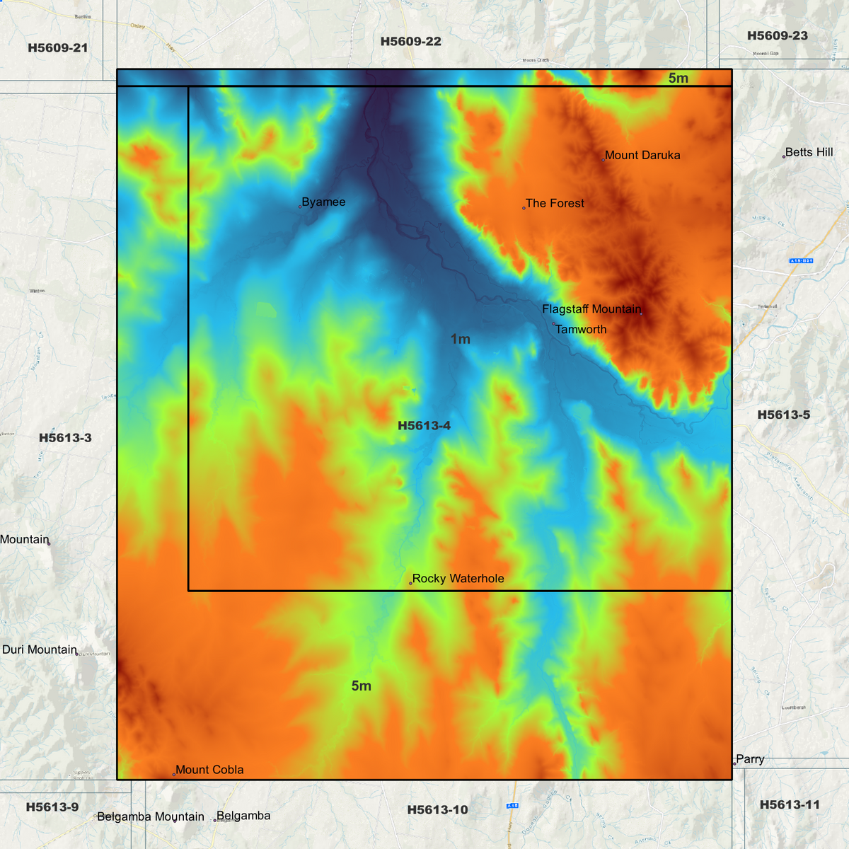 Tamworth 1m & 5m Digital Elevation Models (H5613-4)