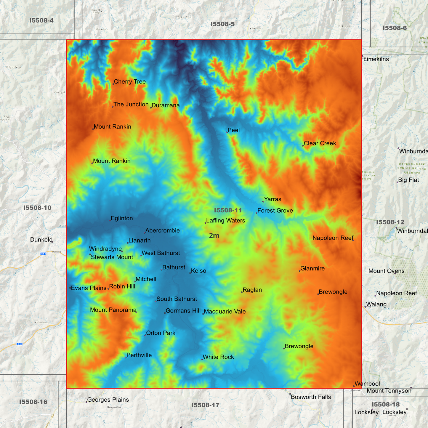 Bathurst 1m & 2m Digital Elevation Models (I5508-11)