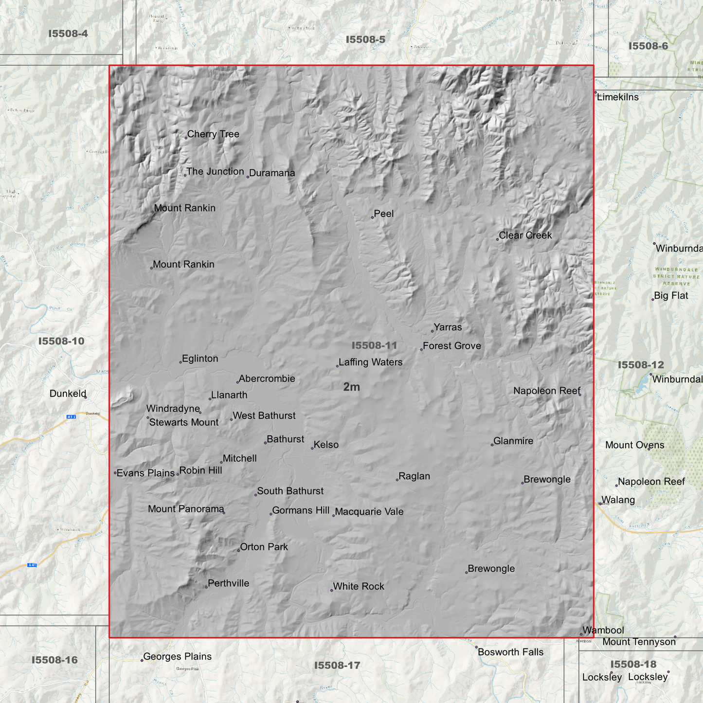 Bathurst 1m & 2m Digital Elevation Models (I5508-11)