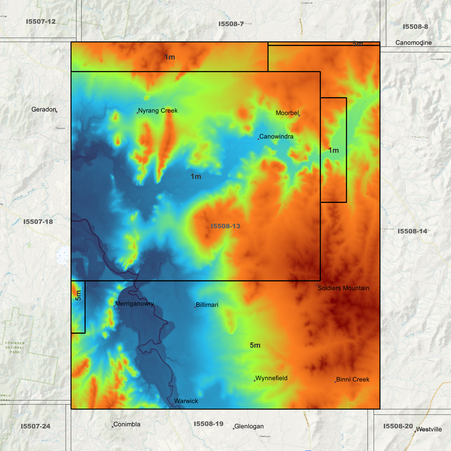 Canowindra 1m & 5m Digital Elevation Models (I5508-13)
