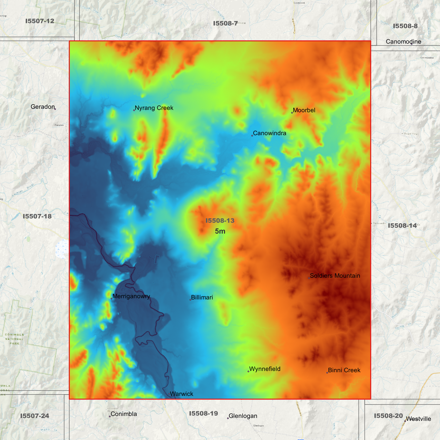 Canowindra 1m & 5m Digital Elevation Models (I5508-13)