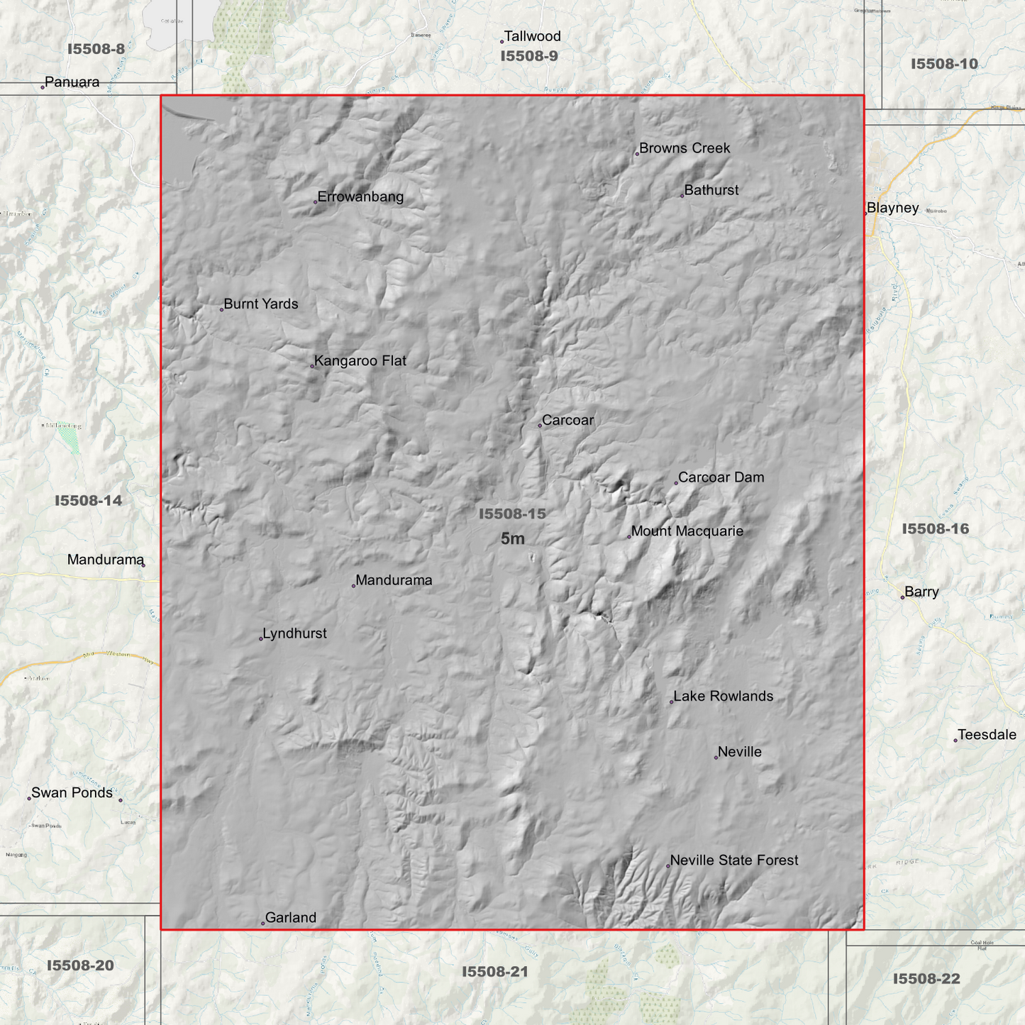 Carcoar 1m & 5m Digital Elevation Models (I5508-15)