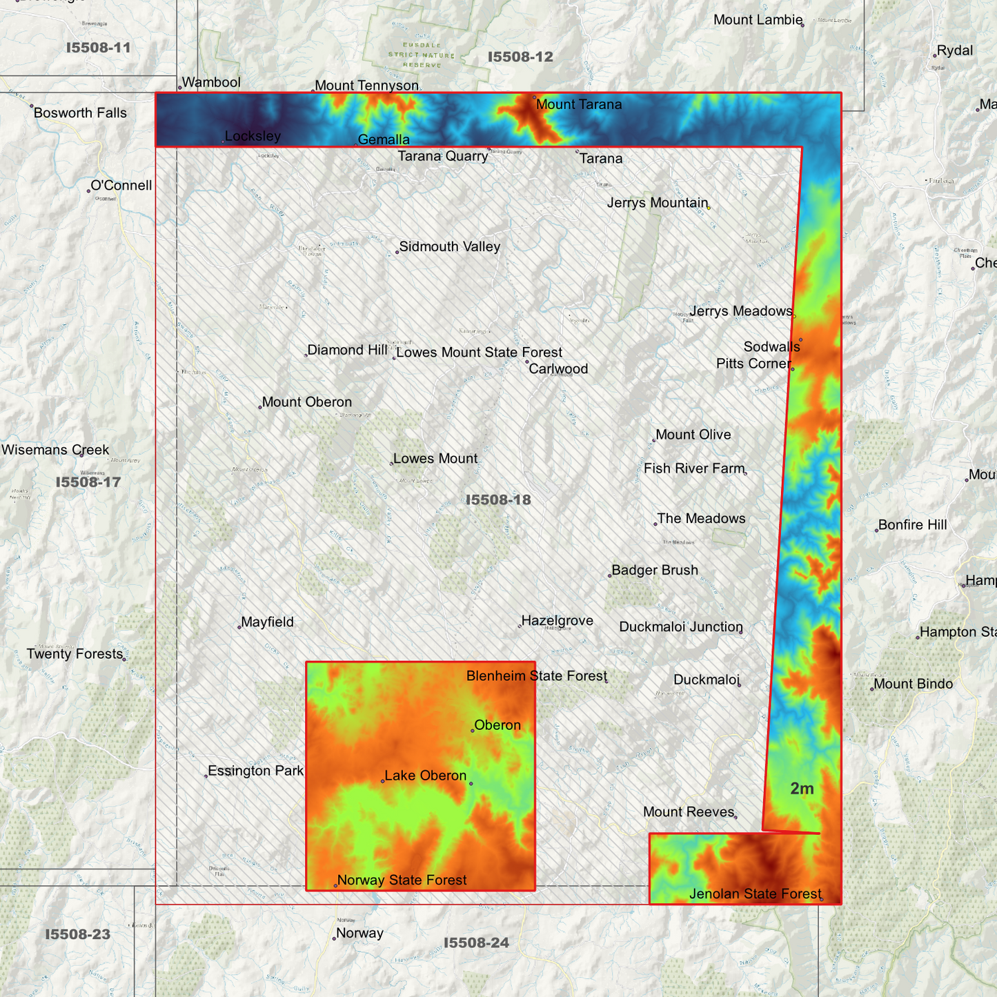 Oberon 1m, 2m & 5m Digital Elevation Models (I5508-18)