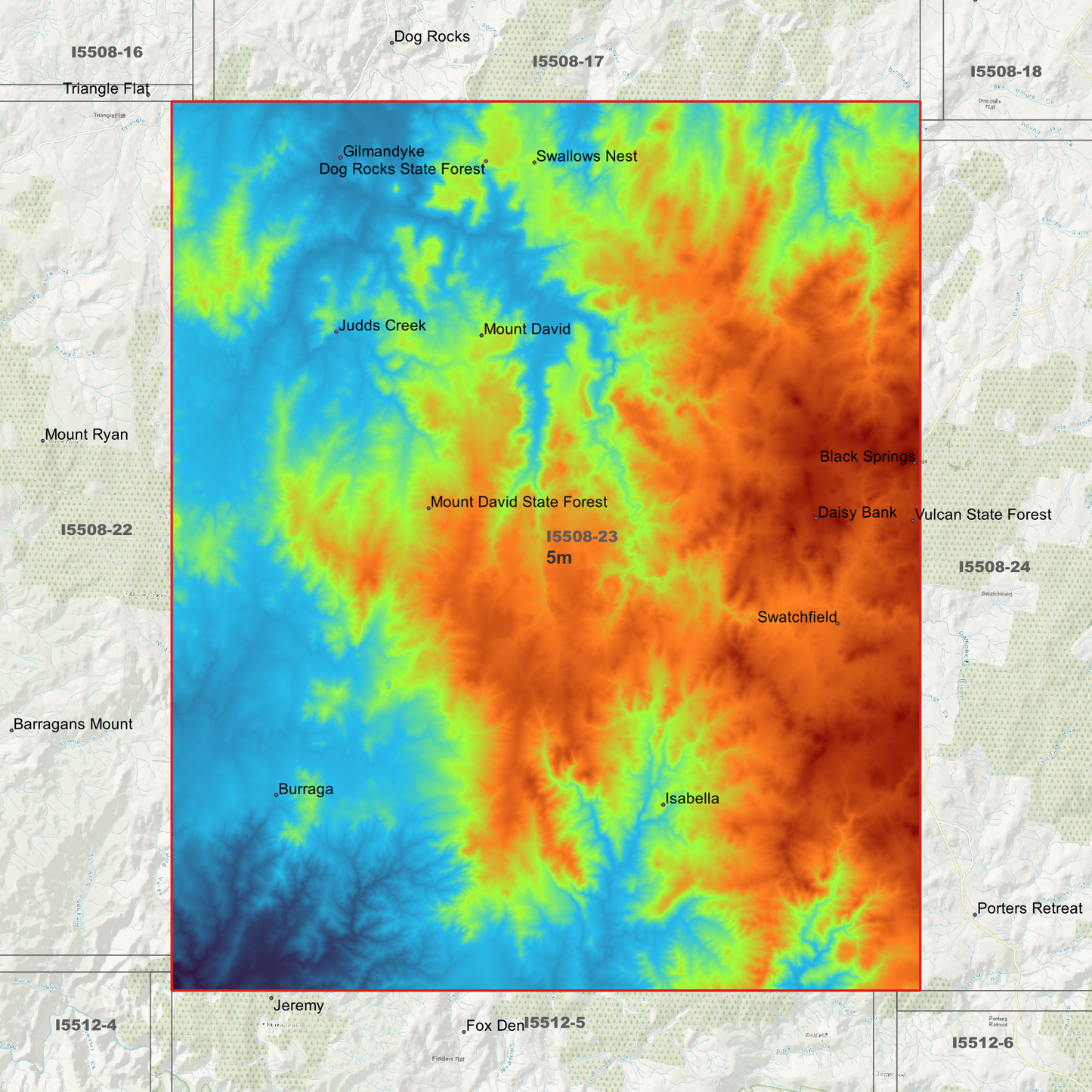 Judds Creek 2m & 5m Digital Elevation Models (I5508-23)